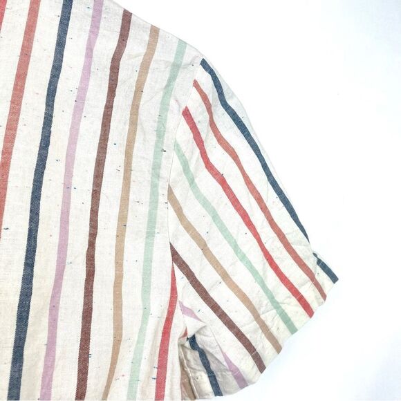 Madewell Women's Rainbow Stripe Short Sleeve Button-Back Tie Tee Top xs - Picture 16 of 16